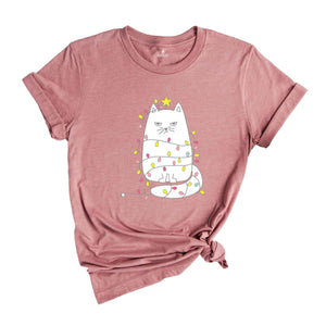 Christmas Lights Cat Shirt, Cute Cat Christmas Shirt, Christmas Cat Shirt, Cat Mom Christmas Shirt, Funny Christmas Shirt, Cat Lover Shirt