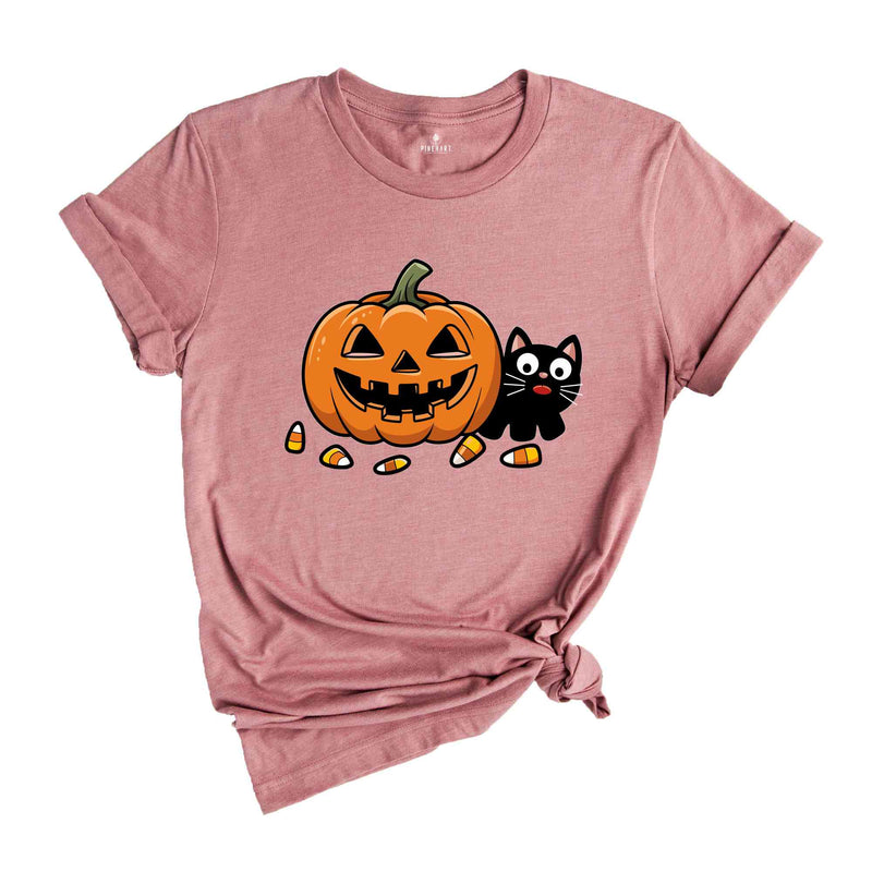 Black Cat And Pumpkin Shirt, Halloween Shirt, Vintage Black Cat Shirt, Fall Shirt, Spooky Season Shirt, Funny Halloween Shirt