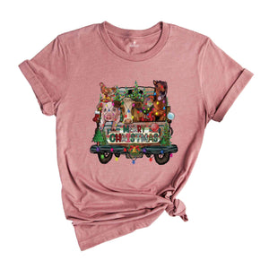 Farm Animals Christmas Shirt, Merry Christmas Shirt, Christmas Cow Shirt, Highland Cow Farm Shirt, Christmas Farmer Shirt, Cow Lover Shirt