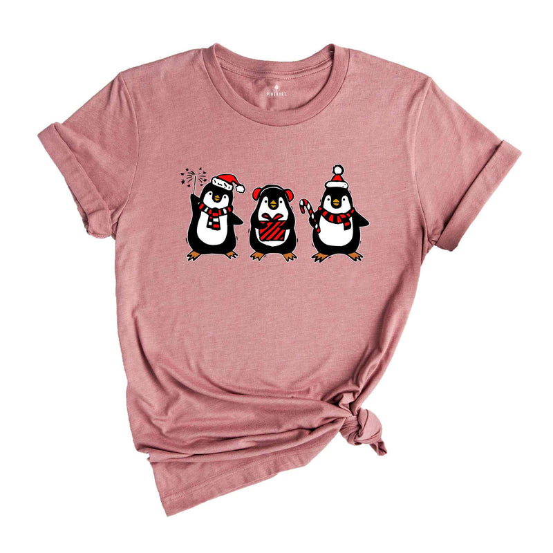 Penguin Christmas Shirt, Christmas Penguins Shirt, Christmas Penguins with Santa Hat, Penguins Lover Shirt, Xmas Outfit