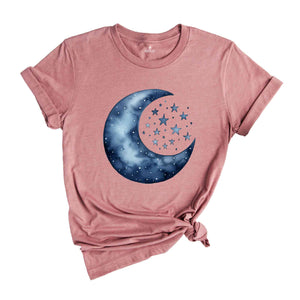 Moon and Stars Shirt, Boho Summer Shirt, Spring Break Tee, Celestial Shirt, Spiritual Shirt, Aesthetic Moon Shirt