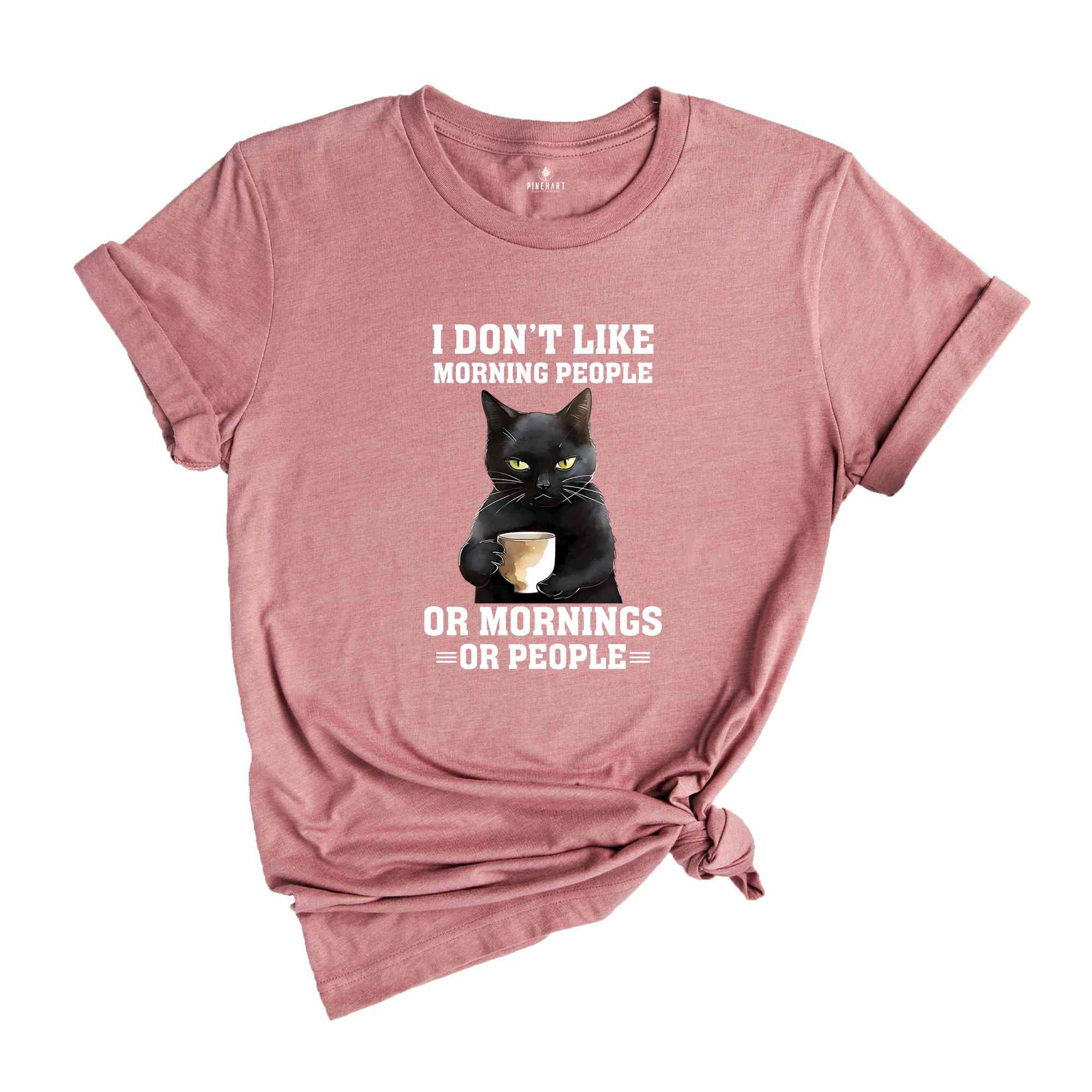 I Don't Like Morning People or Mornings Or People Shirt, Black Cat Shirt, Funny Cat Lover Shirt, Cat Family Shirt