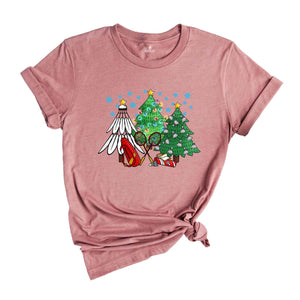 Christmas Badminton Tree T-Shirt, Sport Lover Tee, Badminton Lover Gift, Badminton Coach Shirt, Funny Badminton Shirt, Christmas Gift