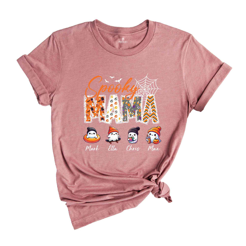 Spooky Mama Custom Shirt, Kids Names Halloween Shirt, Retro Halloween Shirt, Mother Custom Name Shirt, Halloween Mom Shirt, Halloween Shirt