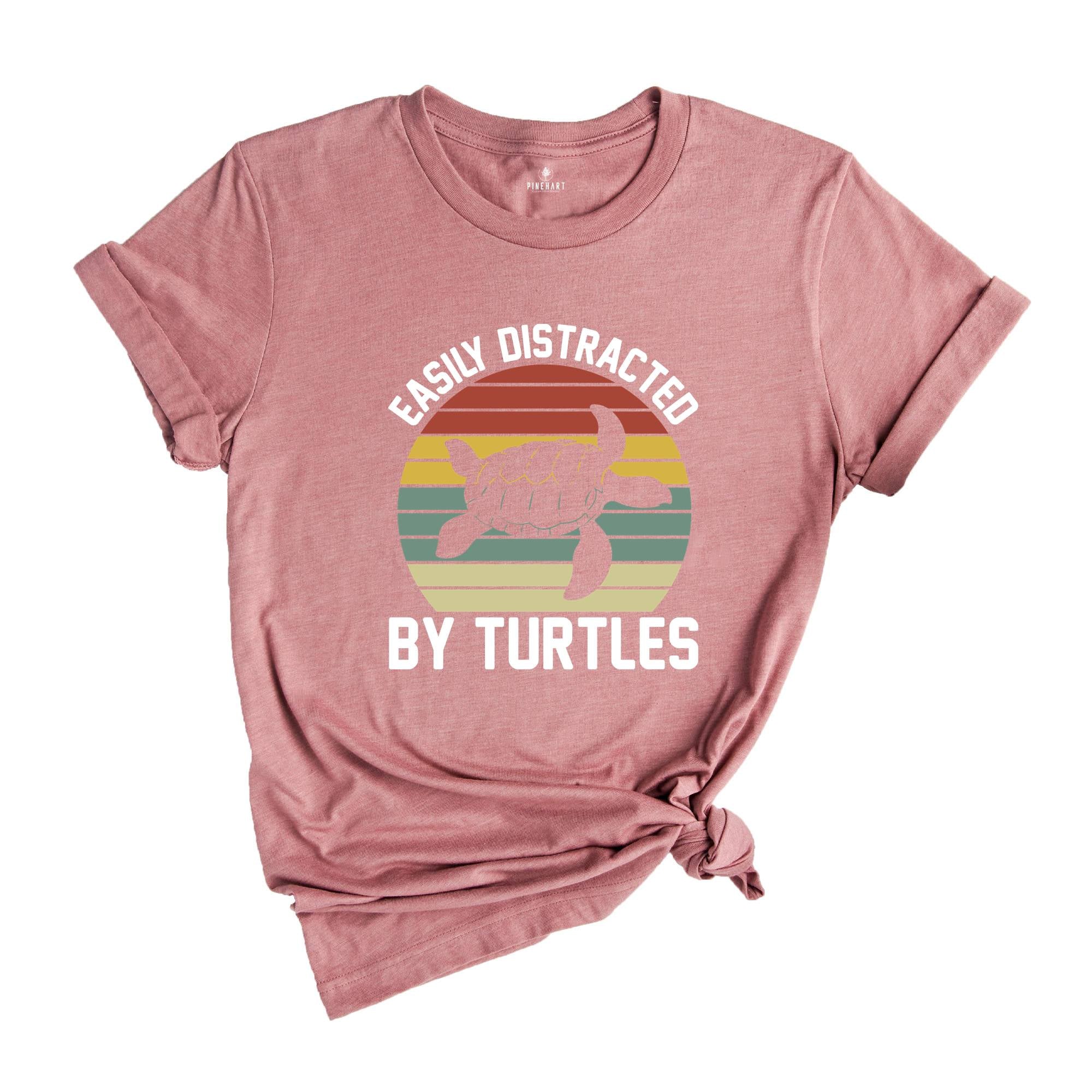 Turtle Shirt, Easily Distracted by Turtles, Save the Turtles, Funny Gift for Turtle Lover, Environment Tee, Earth Day, Retro Vintage Turtle