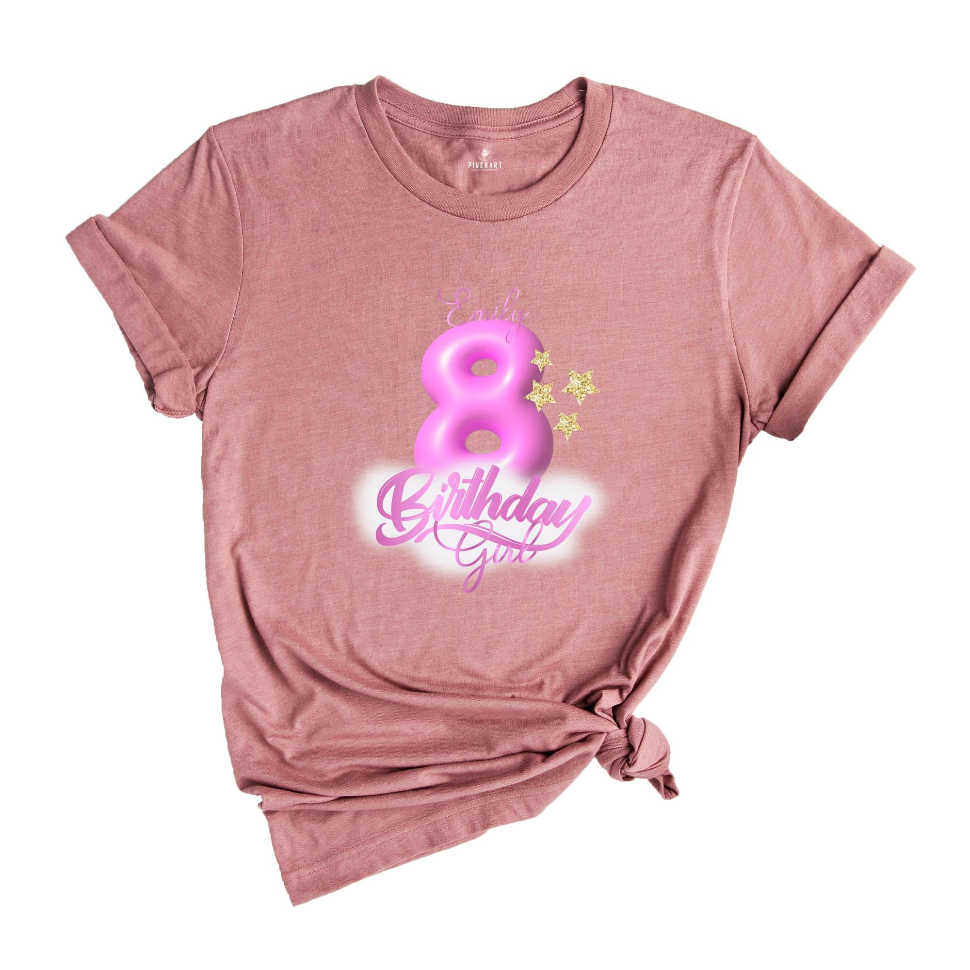 Custom Birthday Girl T-shirt, 8th Birthday Shirt, Birthday Party Shirt, Youth Adult Tshirt, Eight Birthday Tee, 8 Years Old Shirt