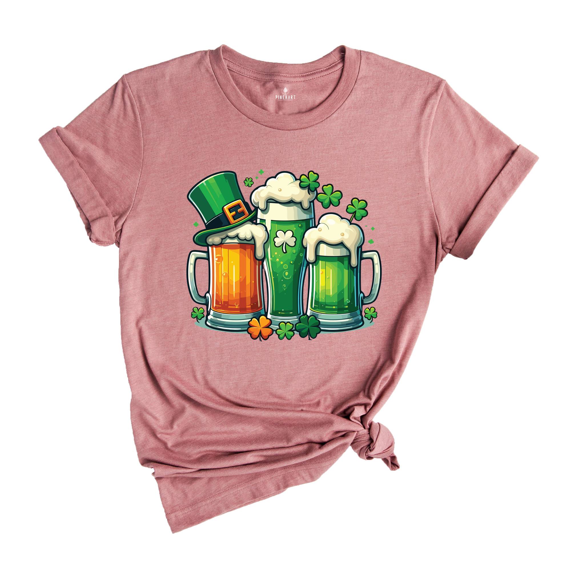 Irish Beer St. Patrick's Day Shirt, Paddy's Day Drinking Shirt, Shamrock Shirt, Ireland Flag Shirt, Beer Lover Shirt, Shamrock Beer Shirt