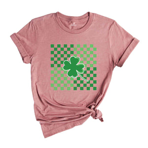 St Patricks Day Shirt, Clover Shirt, Retro Checkered St Patrick Shirt, St Patricks Clover Shirt, Shamrock Shirt, Gift For St Patricks