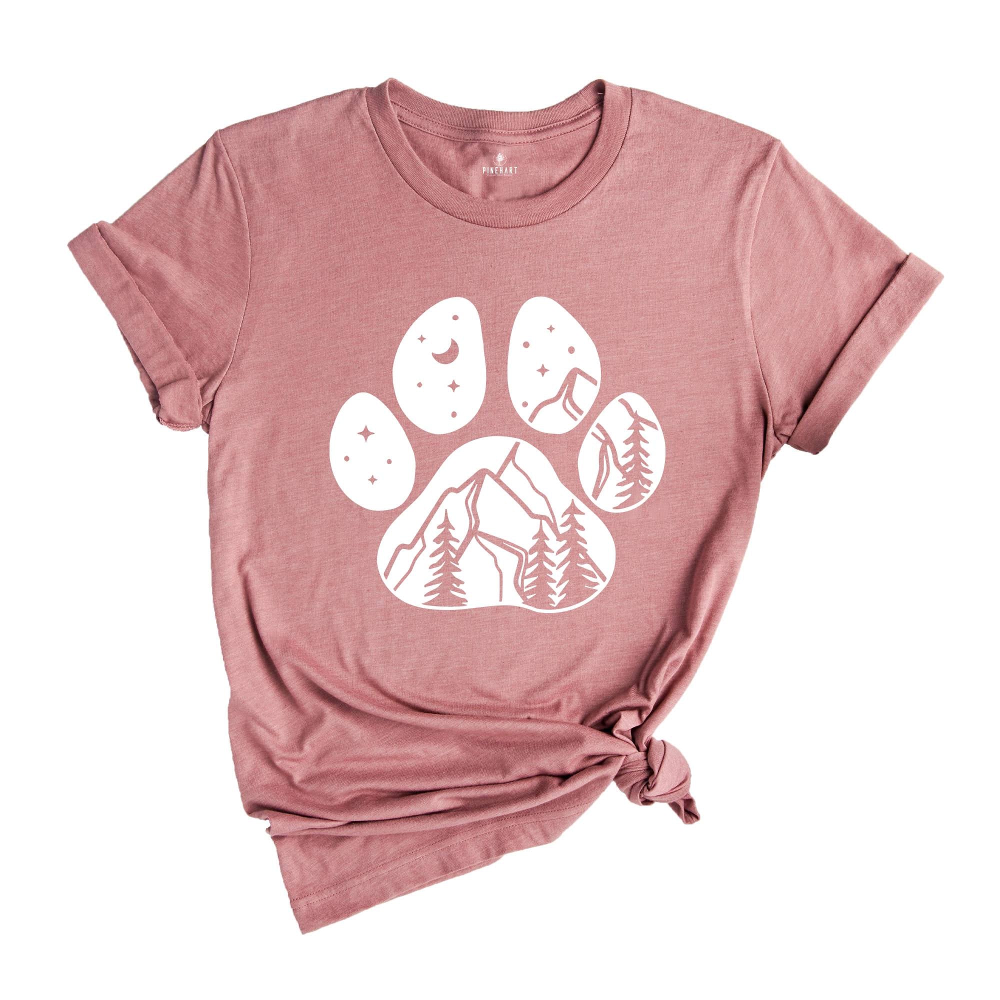 Paws Mountain Shirt, Simple Mountain Tee, Hiking Tee, Aesthetics T-Shirt, Dog and Natural Lover, Dog Mom Gift