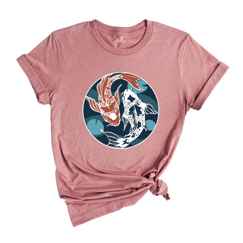 Japanese Street Wear, Japanese Art T-Shirt, Koi Fish Tee, Japanese Koi Fish, Yin Yang Art Drawing Shirt, Cute Animal Gift