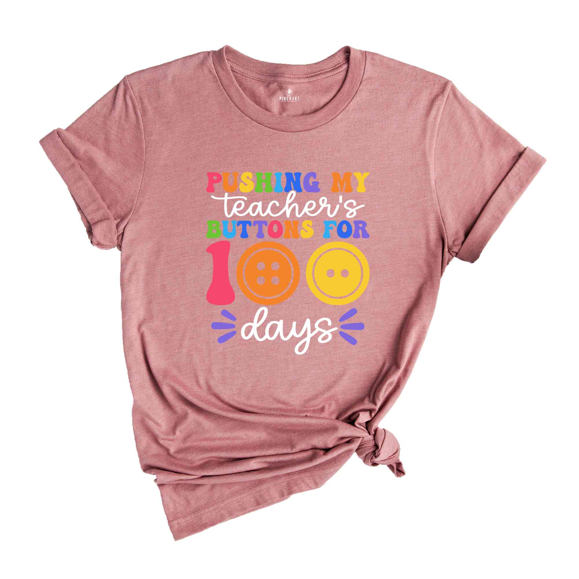 Pushing My Teacher's Buttons for 100 Days Shirt, 100 Days of School Tee, ökm, Teacher Life Shirt, Button Kids School Shirt