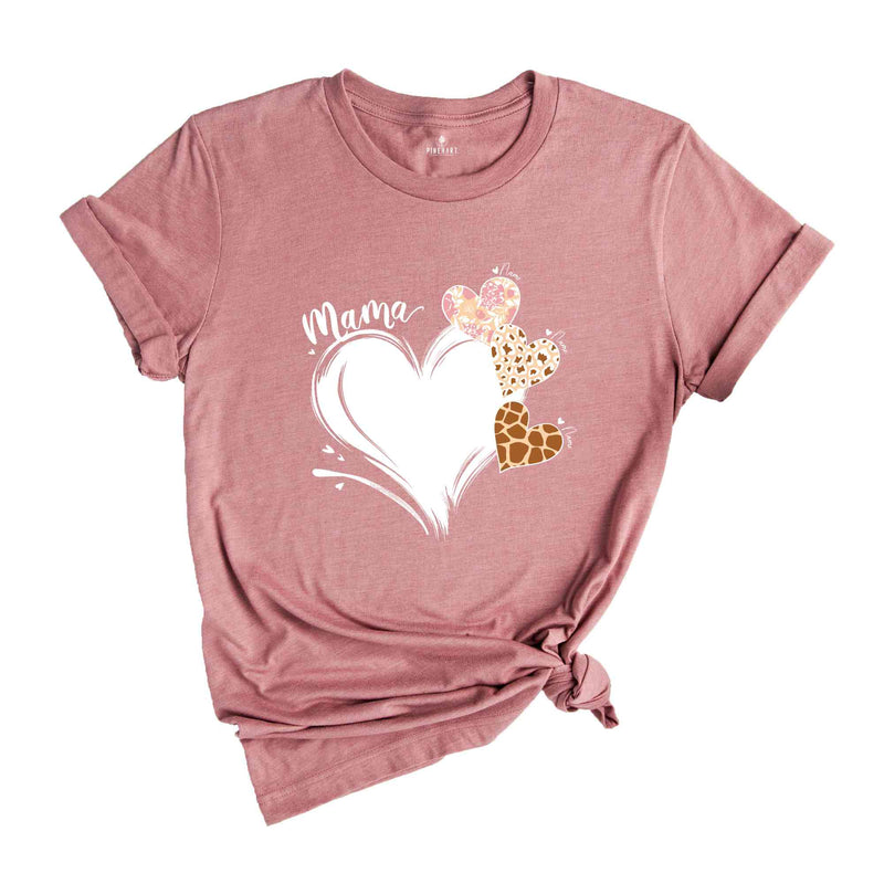 Custom Mother's Day Heart With Kids Name T-Shirt, Happy Mother's Day Tee, Customized Heart Shirt, Gift For Grandma