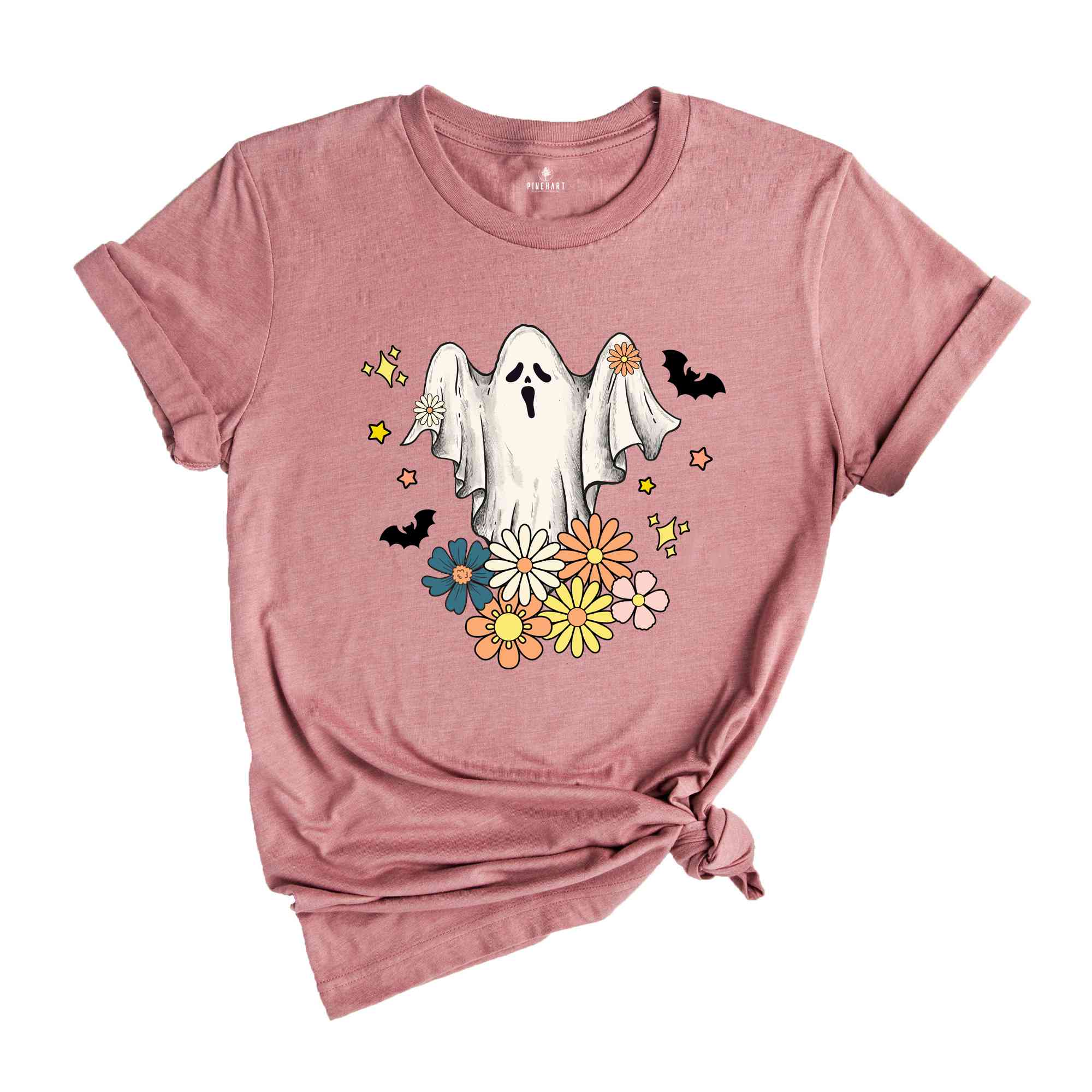 Retro Floral Ghost Halloween Shirt, Spooky Season Shirt, Halloween Party Shirt, Pumpkin Tee, Halloween Gifts