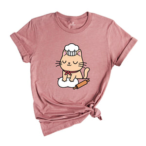 Chef Cat Shirt, Cat T-Shirt, Funny Cat Making Biscuit Shirt, Kitty T-Shirt, Baking Cat Shirt, Cat Mom T-Shirt, Cat Lover Shirts, Baker Shirt