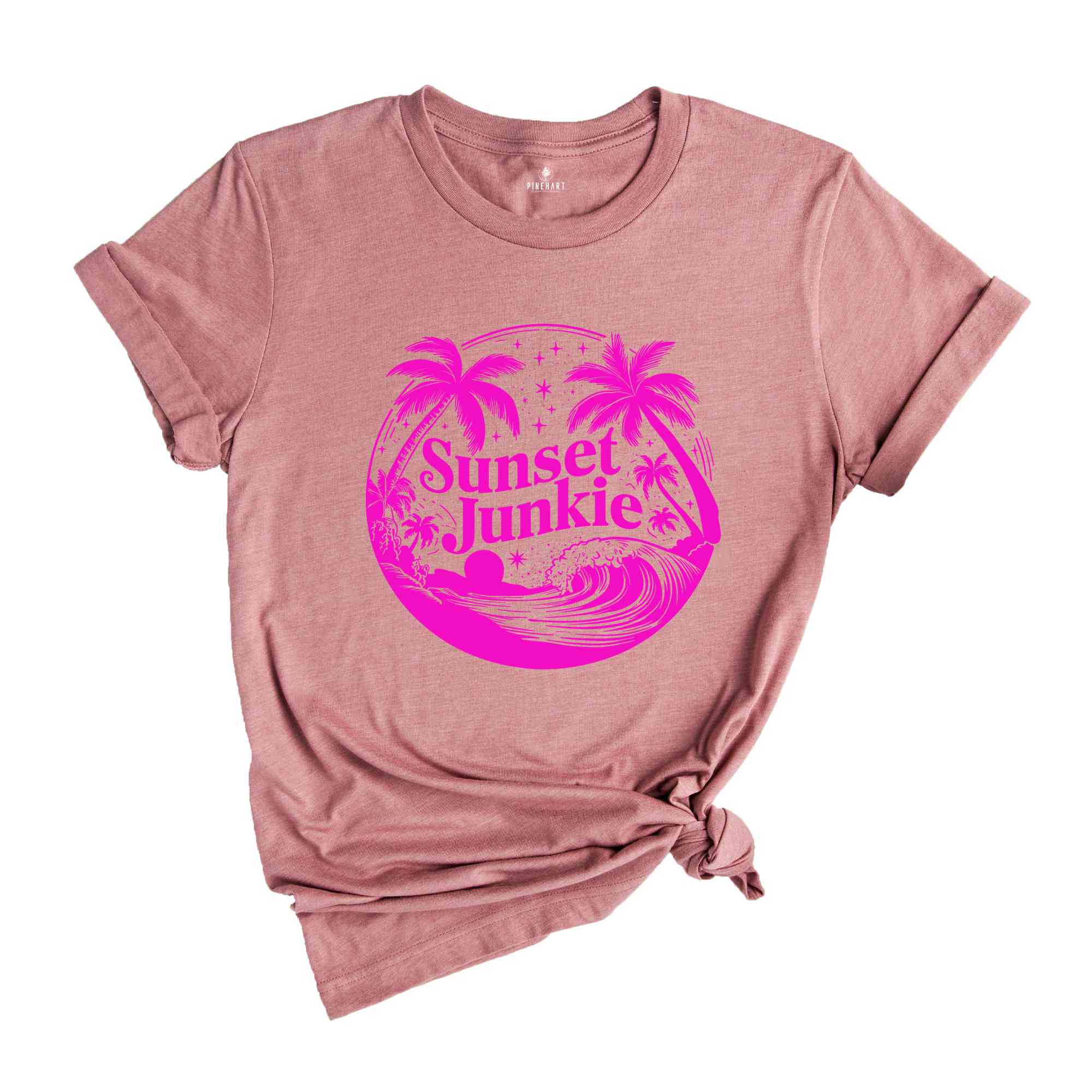 Sunset Junkie Shirt, Beach Vibes Tee, Floral Shirt, Summer Vibes Shirt, Beach Sunset Shirt, Gift For Her