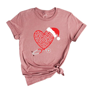 Heart Stethoscope Shirt, Christmas T-Shirt, Nurse Christmas Shirt, Christmas Gift for Nurse, Stethoscope Christmas Tee, Nurse Life Shirt