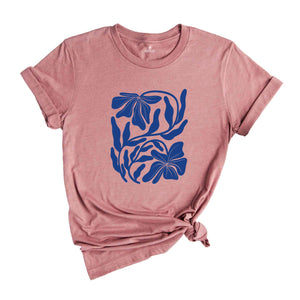 Blue Flower Shirt, Floral Shirt, Mothers Day Gift Shirt, Gardener T-shirt, Flowers Gift, Botanical Shirt