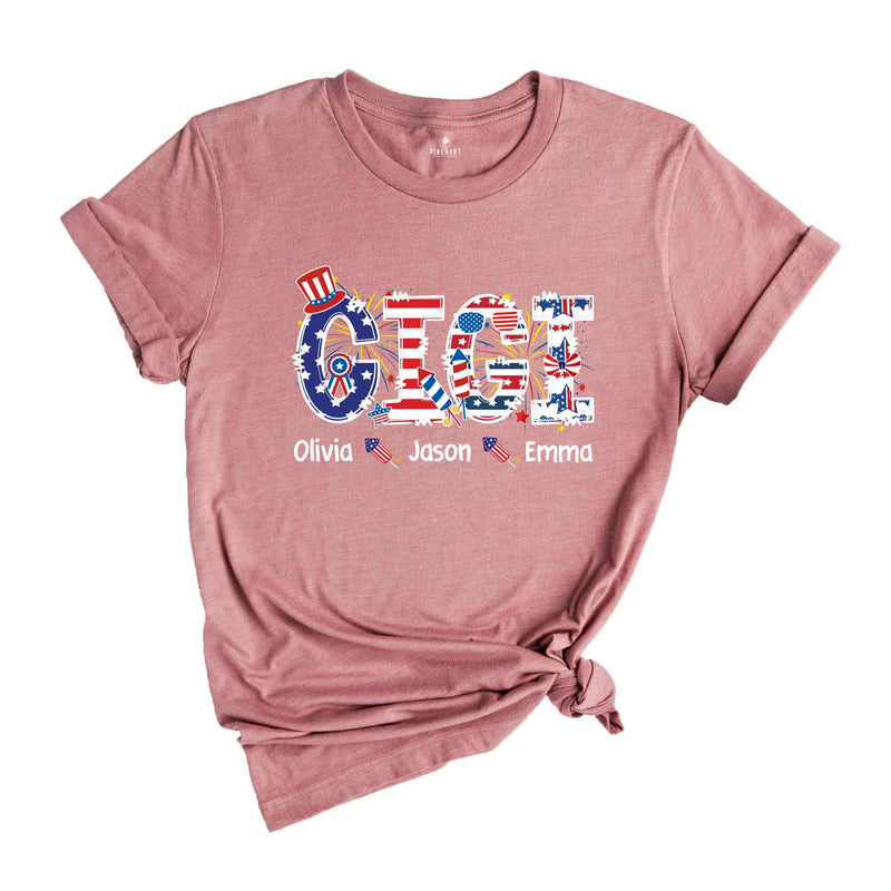 Custom Gigi Shirt, Custom 4th Of July Shirt, Independence Day Shirt, Gift For Gigi, Personalized Gigi Shirt, Republican Shirt, Custom Names