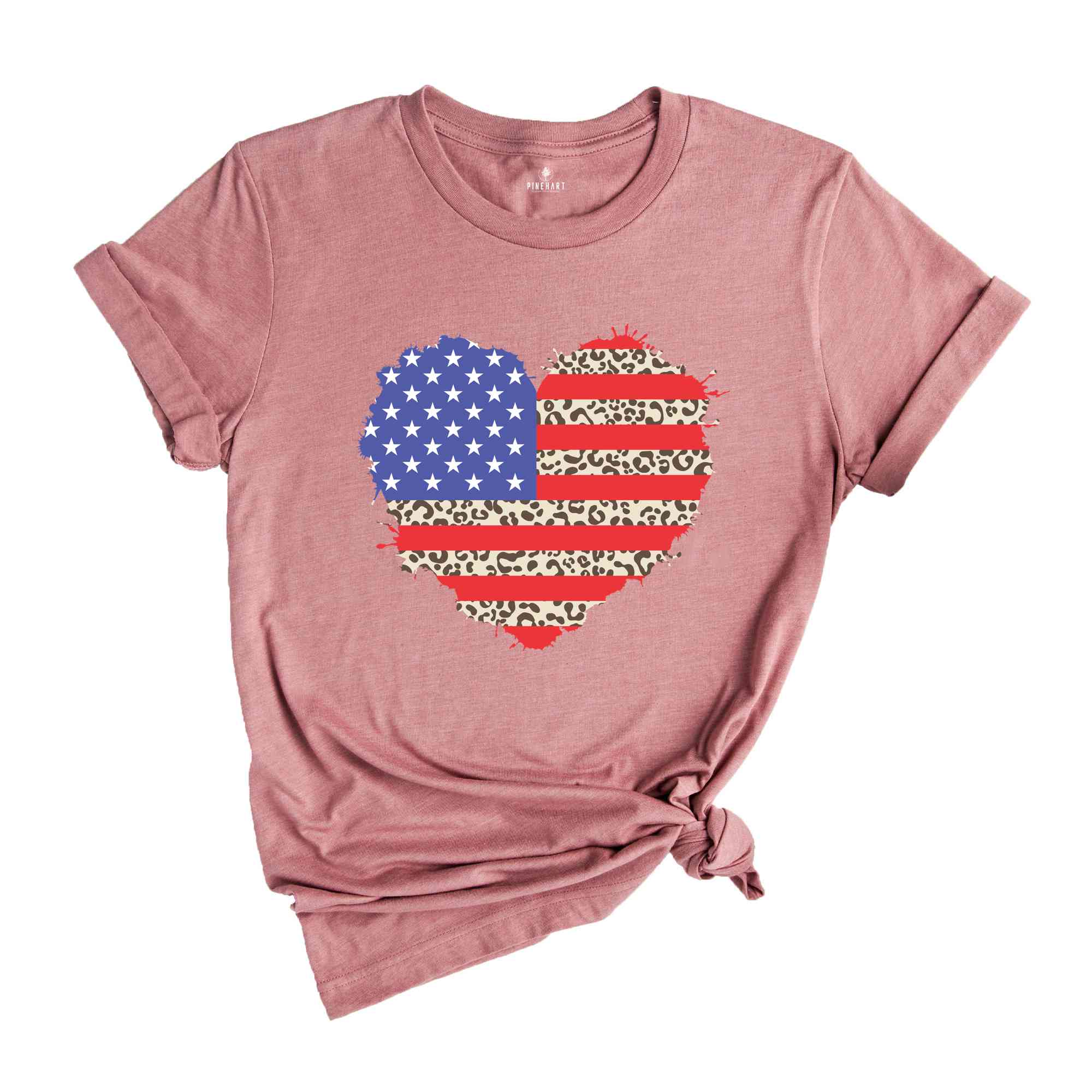 American Flag Leopard Shirt, American Flag Heart Shirt, Patriotic Shirt, USA Shirt, 4th Of July Shirt, July 4th Shirt, The US Flag Shirt