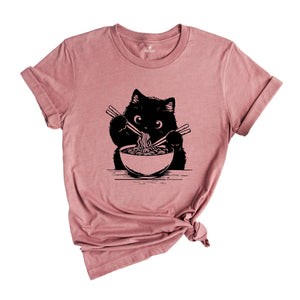 Noodle Cat Shirt, Ramen Cat Shirt, Cat T-Shirt, Cat Mom Shirt, Cat Lover Shirt, Animal Lover Shirt, Cat Lovers Tee, Gift for Mom