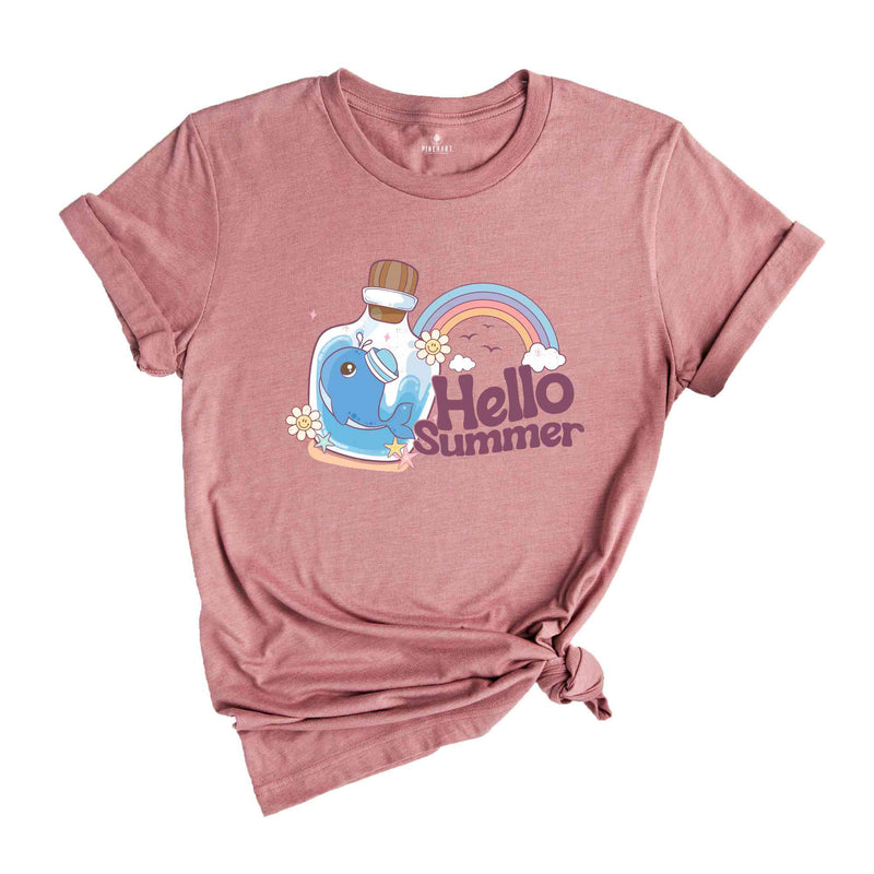 Hello Summer Shirt, Summer Shirt, Retro Beach Shirt, Rainbow Shirt, Nature Lover Shirt, Sarcastic Shirts, Animal Lover Shirt