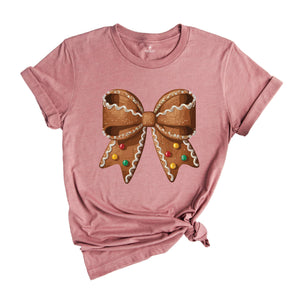 Christmas Gingerbread Shirt, Christmas Bow Shirt, Coquette Christmas Tee, Christmas Gift, Holiday Christmas Shirt