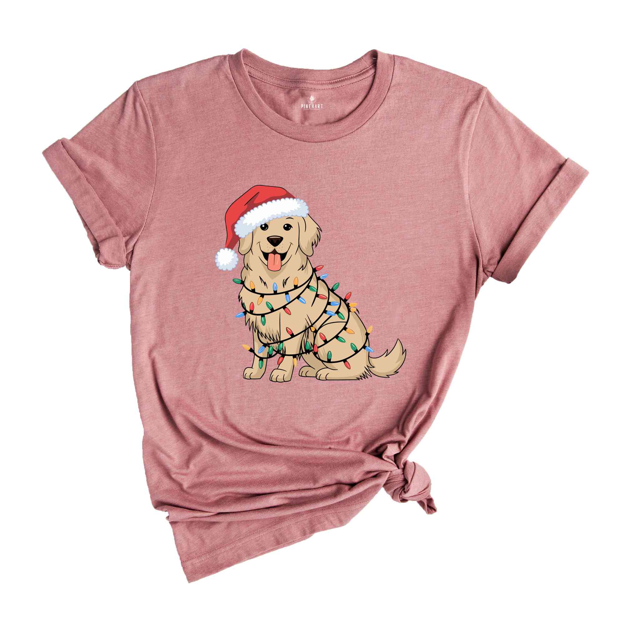 Christmas Golden Retriever Shirt, Christmas Dog Shirt, Christmas Lights Tee, Dog Mom Shirt, Golden Mom Shirt, Gift for Dog Lover