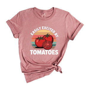 Easily Excited By Tomatoes Shirt, Tomato Gifts, Funny Tomato Shirt, Tomato Farm Shirt, Tomato Fruit Shirt, Tomato Shirt, Tomato Day