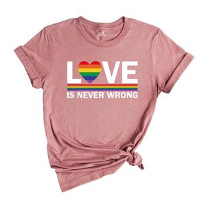 Love Never Wrong Shirt, LGBTQ+ Shirt, Pride Month Shirt, Gay Pride Tshirt, Equality Shirt, Pride 2024 Shirt, Equal Rights Shirt