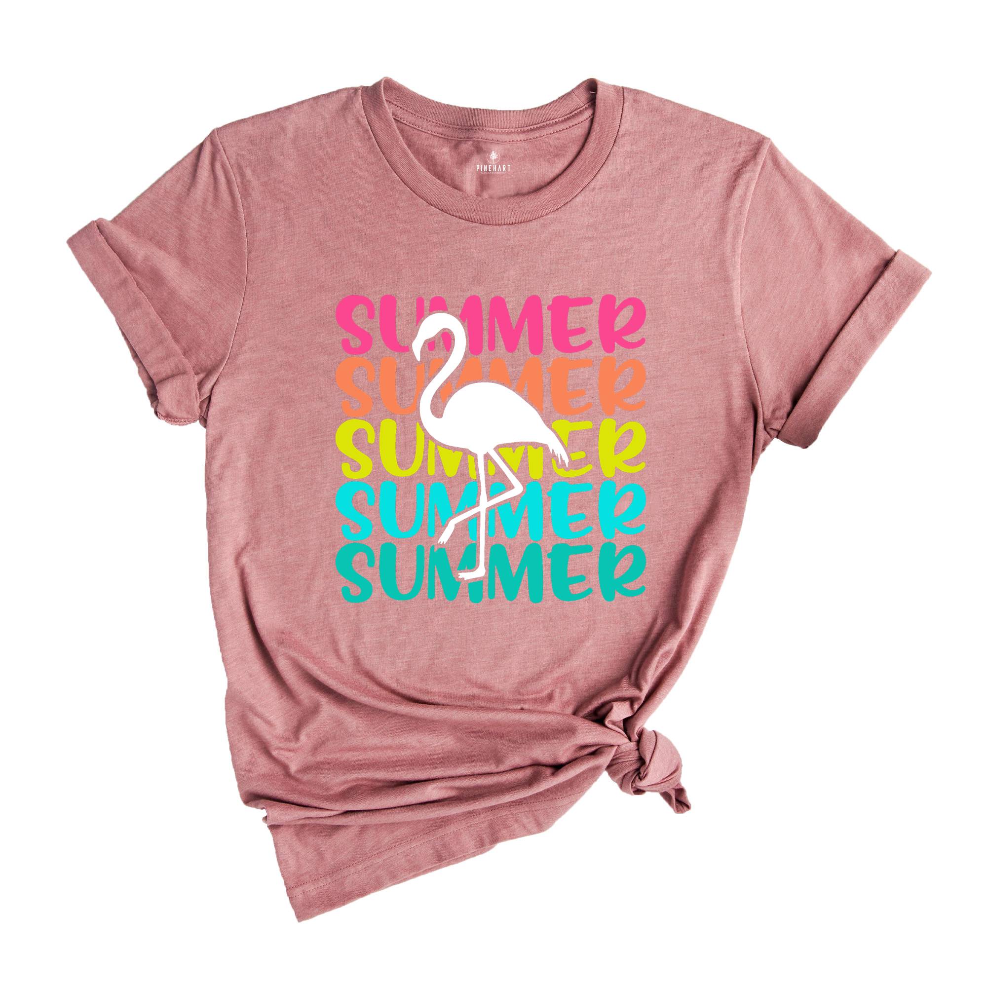 Summer Flamingo Shirt, Summer Vacation T-Shirt, Beach Shirt, Summer Tee, Summer Time Shirt, Tropical Shirt, Travel T-Shirt, Beachy Shirts