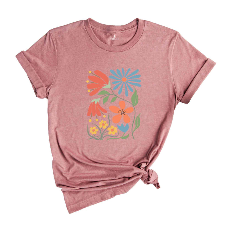 Boho Retro Flowers Tee, Boho Floral Tee, Spring Break Shirt, Summer Tee, Flowers Shirt, Gardener Gifts