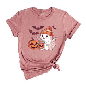 Cute Ghost Halloween Shirt, Fall Coffee Shirt, Mom Shirt, Little Ghost Juice Shirt, Ghost coffee Shirt, Cute Ghost Drinking Shirt