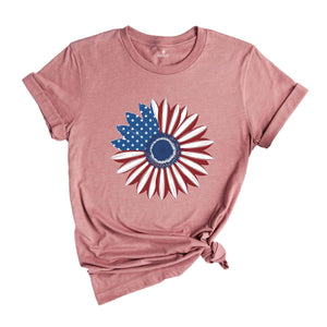 America Sunflower T-Shirt, USA Flag Flower T-Shirt, Gift For American, Freedom T-Shirt, Independence Shirt