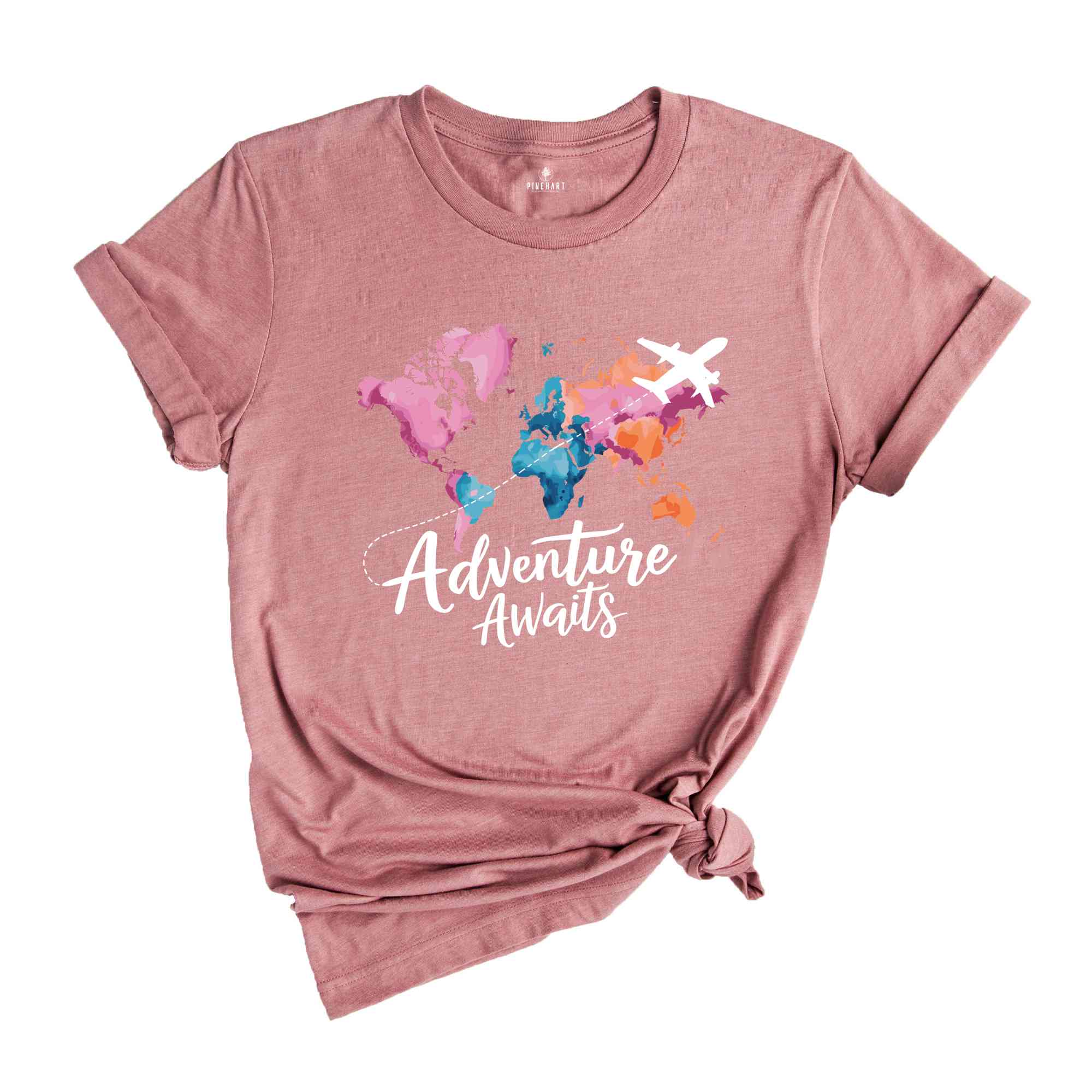 Adventure Awaits T-Shirt, Travel Gift, Vacation Shirt, World Map Shirt, Airplane Mode Shirt, Gifts For Traveler