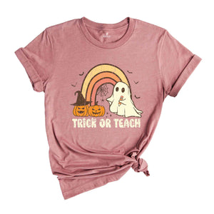 Trick Or Teach T-Shirt, Teacher Halloween Shirt, Spooky Teacher Tee, Teacher Gifts, Funny Teacher Ghost Shirt, Halloween Gifts