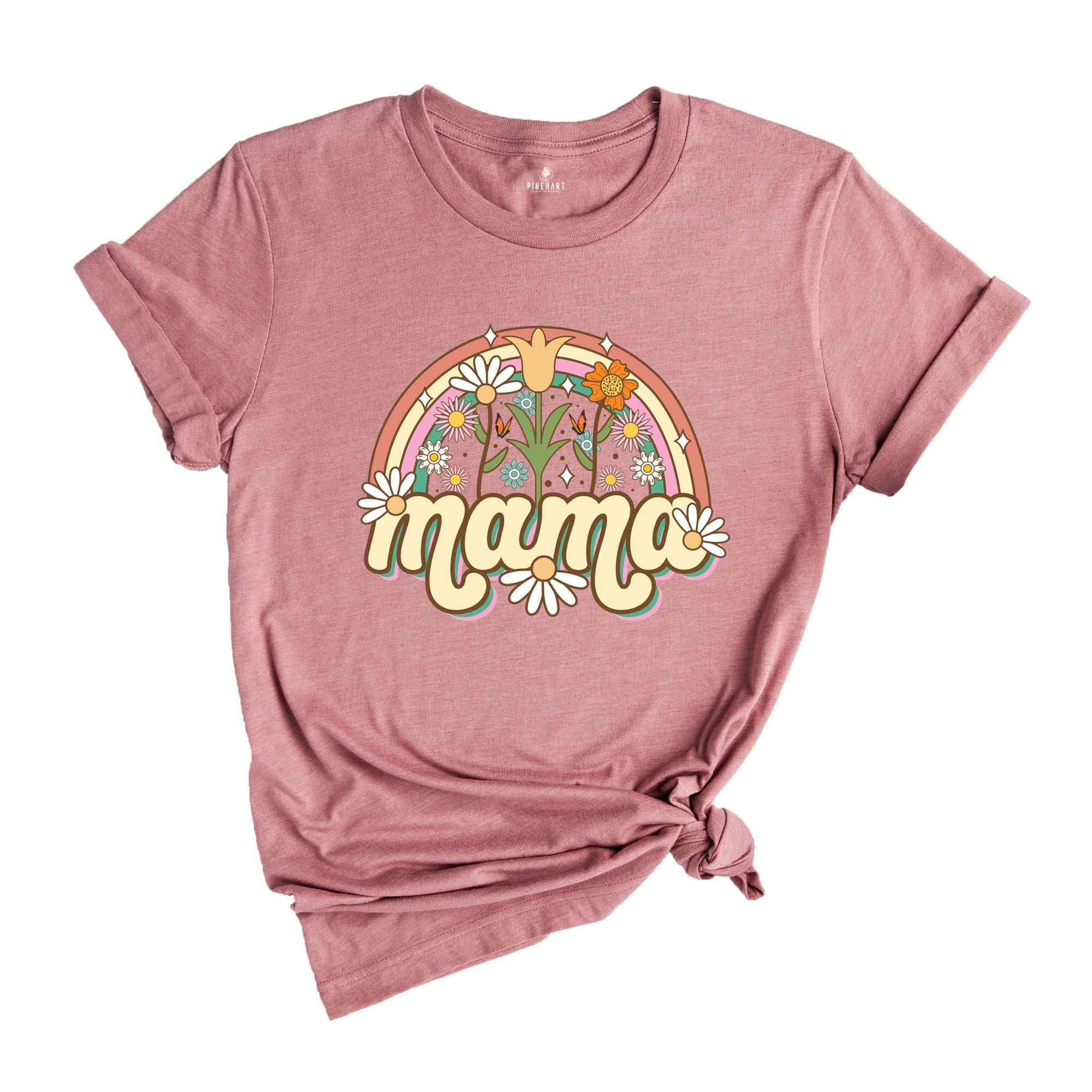 Floral Mother's Day Shirt, Retro Boho Mama Shirt, Mother's Day Shirt, Gift For Mother, Rainbow Shirt, Cute Mother's Day Shirt, Mama Shirt