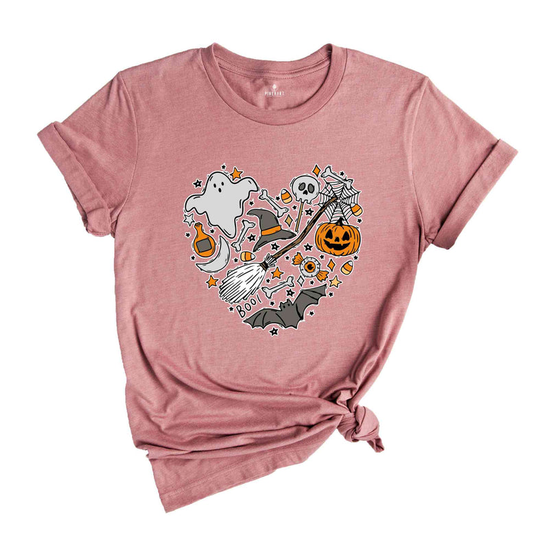 Halloween Doodles Hearth Shirt, Witch Hat T-Shirt, Halloween Moms Shirt, Spooky Season Shirt, Scary Pumpkin Shirt, Love halloween Tee