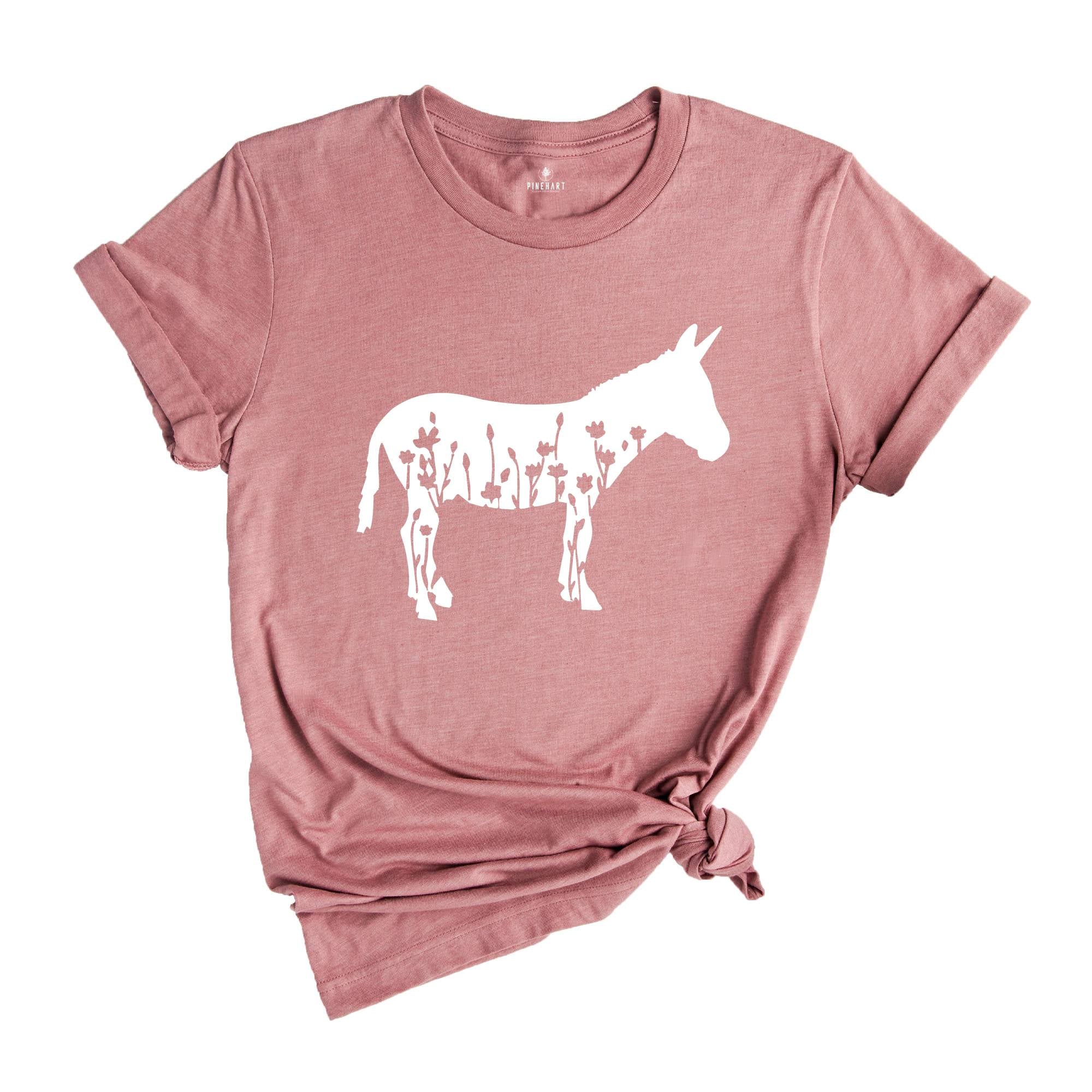 Floral Donkey Shirt, Donkey Shirt, Farm Shirt, Donkey Lover Shirt, Cute Donkey Shirt, Farm Tees, Donkey Lover Gift, Farmer Shirt