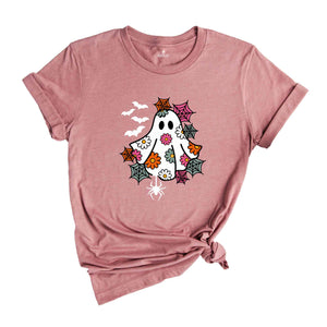 Retro Floral Ghost Halloween Shirt, Spooky Season Shirt, Halloween Party Shirt, Pumpkin Shirt, Halloween Shirt