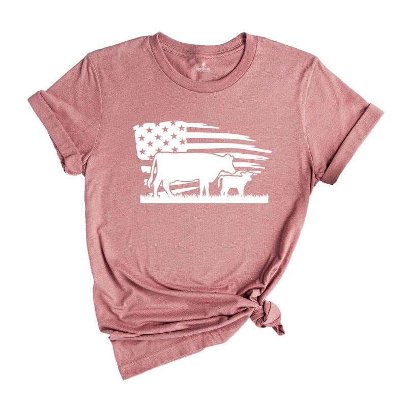 USA Cow Farm Shirt, Farm Cow T-Shirt, Farmer Cow Tee, Farm Animal Shirt, Farmer American Flag Shirt, Farmer Gift