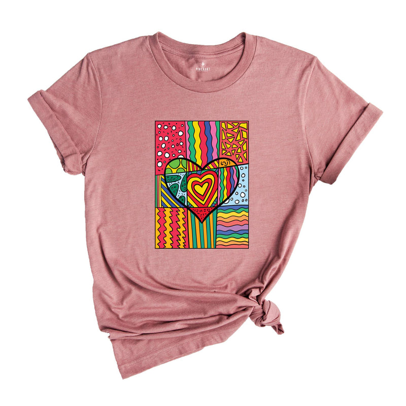 Pop Art Shirt, Heart Shirt, Graffiti Shirt, Rainbow Shirt, Minimalist Shirt, Pop Art, Vintage Shirt, Colorful Heart Shirt