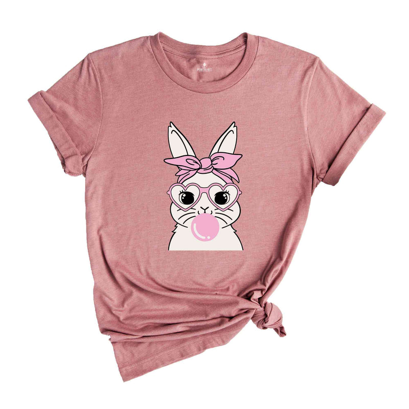 Bunny With Glasses Shirt, Easter Tshirt, Ladies Easter Bunny Tee, Easter Day Gift, Bunny With Glasses Tee