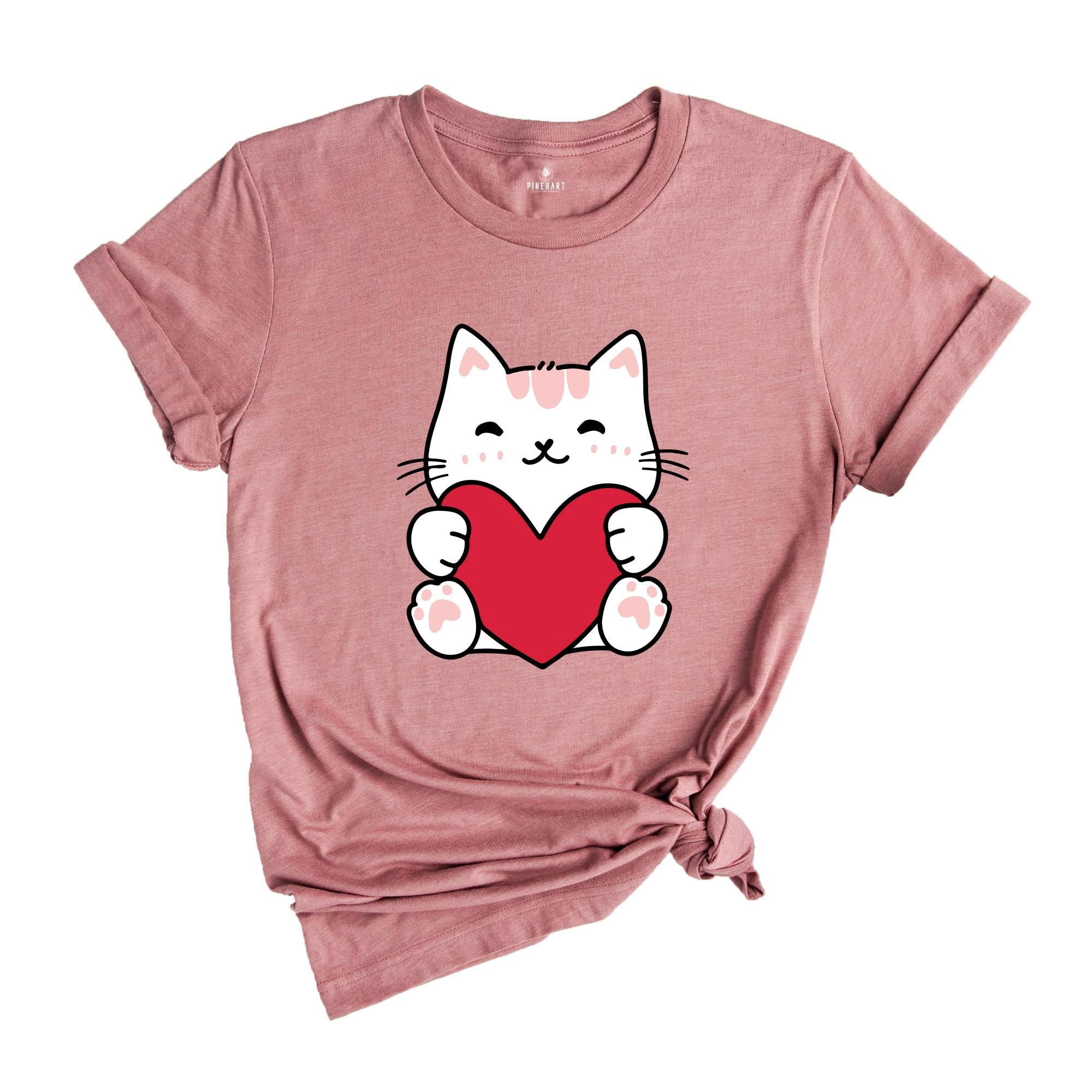 Cat Valentine Day Shirt, Valentines Day Gift, Cat Lover Tee, Cat Mom Tshirt, Valentine Cat Lover Shirt