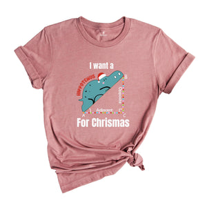 I Want A Hippopotenuse For Christmas T-Shirt, Funny Geometry Tee, Christmas Math Teacher Gift, Geometree Shirt, Cute Christmas Animal Shirt