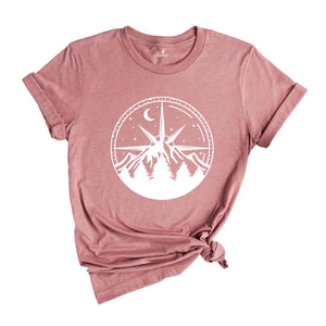 Compass Shirt, Mountain Shirt, Hiking Shirt, Outdoor Shirt, Camper Gift, Nature Lover Gift, Traveler Shirt, Nature Lover Shirt, Camping Tee