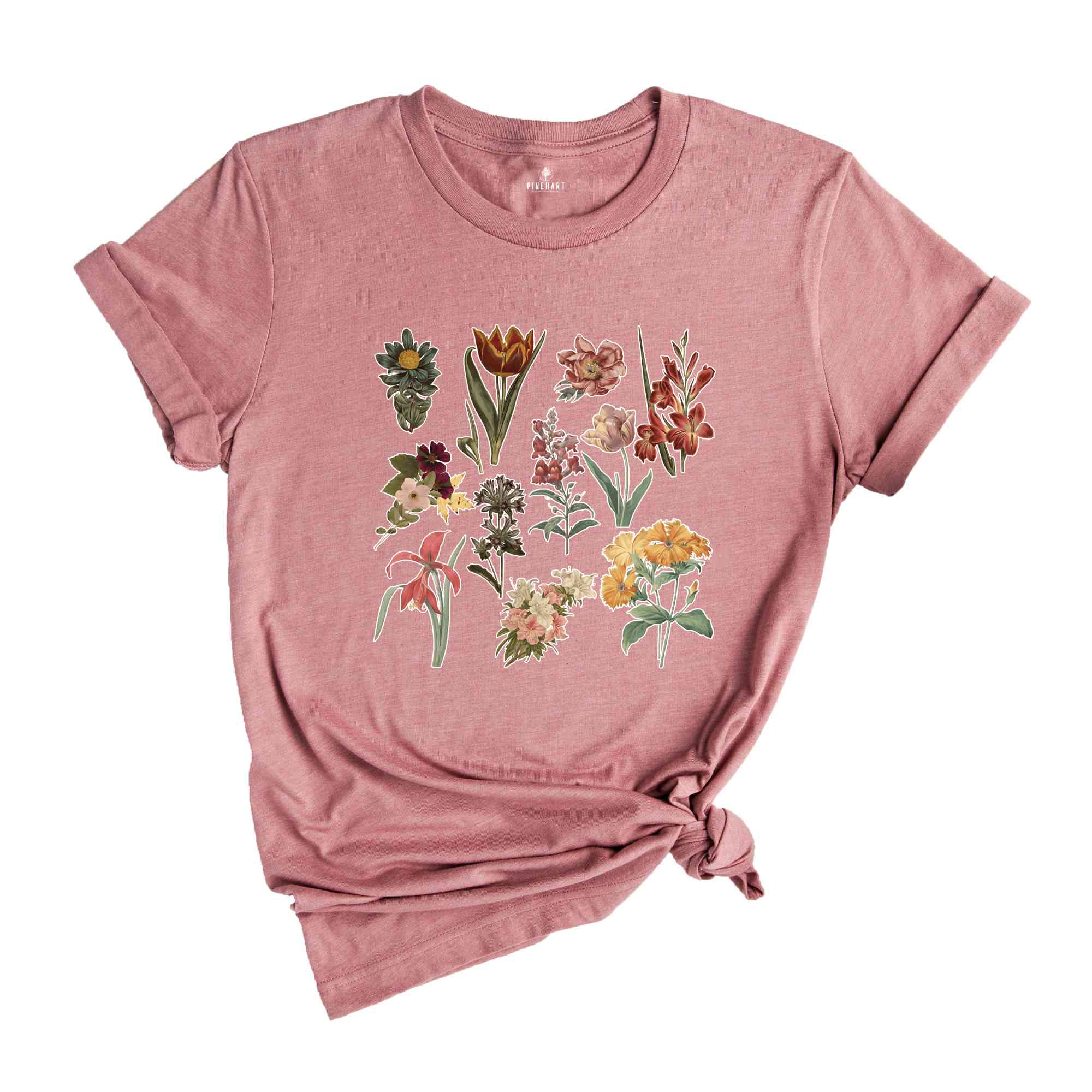 Vintage Flowers Shirt, Vintage Botanical Flowers, Cute Floral Shirt For Women, Floral Tee, Vintage Design Tee