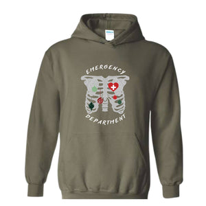 Emergency Department Skeleton Christmas Sweatshirt, Emergency Department Holiday Sweatshirt, ER Nurse Christmas Gifts