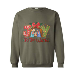 Joy To The World Sweatshirt, Christian Christmas Sweater, Cute Xmas Hoodie, Retro Christmas Nativity Scene Sweater, Christmas Gifts