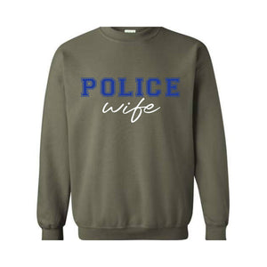 Custom Police Wife Sweatshirt, Personalized Cop Wife Hoodie, Police Officer Wife Hoodie, Anniversary Gift For Wife