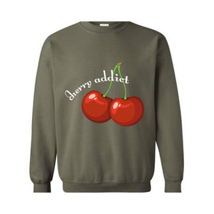 Cherry Addict Sweatshirt, Cherry Sweatshirt, Vintage Inspired Cherry Sweatshirt for Women, Cherries Sweatshirt, Cherries Hoodie